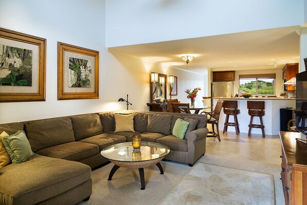 Spacious living area with plenty of comfortable seating