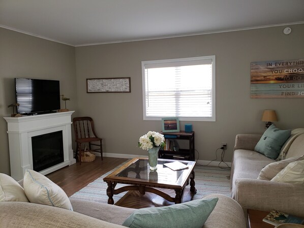 Living room with electric fireplace