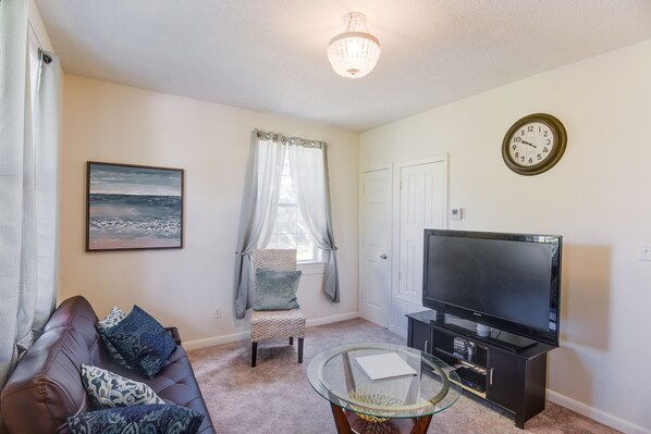 Spacious living room with lots of natural light