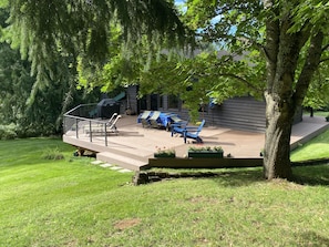 Sun filled deck right off the kitchen and dining area