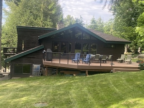 Great outdoor deck, with views of Mt Hood