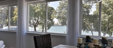 Lakeview from kitchen table. You can see the bridge in the distance.