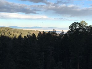 View from deck of White Sands and San Andres Mountains. 