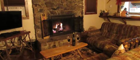 Real wood fireplace with firewood included