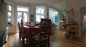 Kitchen diner with French doors onto garden