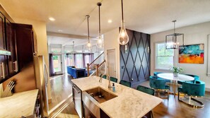 Wide open layout on the main floor is perfect for large groups