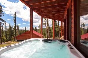 Enjoy the majestic views from our premium luxury 7 person hot tub!