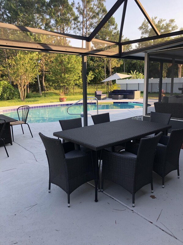 outside seating by the pool 