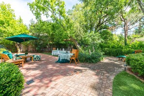 shaded garden area