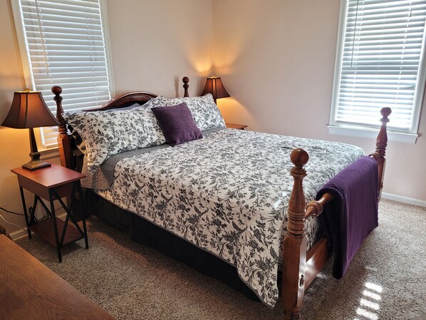 Master bedroom has a Queen bed with BOTH King and King Pillows, Extra blankets 