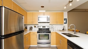 Well-equipped kitchen with stainless steel appliances