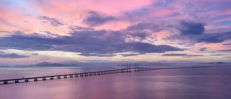 Penang Second Bridge View at dawn from the balcony.