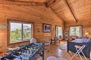 Hang at the cabin and get the ball flying during a game of foosball.