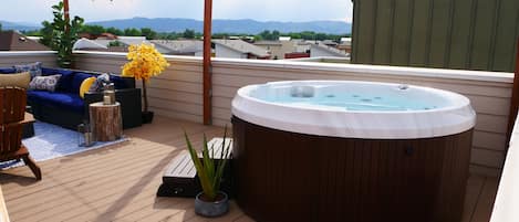 Rooftop Oasis with Hot Tub and views of the Front Range & Horsetooth.