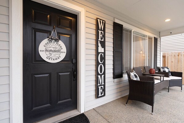 Covered front porch area.