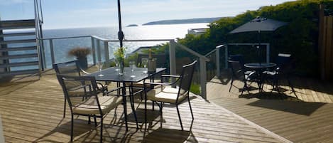 Amazing views looking from the decking over to Looe Island and beyond. 