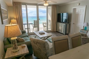 Living Room with Large Flat Screen TV