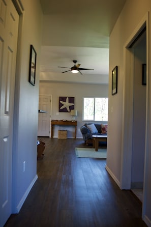 Hallway towards living room looking from bedrooms
