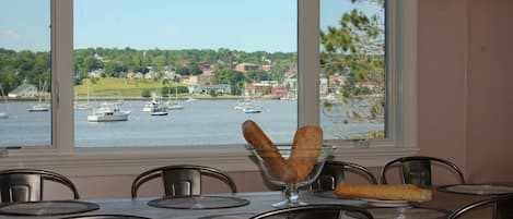 Harbor view from the spacious, modern kitchen. 