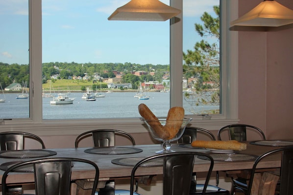 Harbor view from the spacious, modern kitchen. 