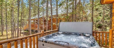Relax in your private jetted hot tub.