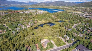 Aerial view looking East towards Lake Dillon and Frisco Marina