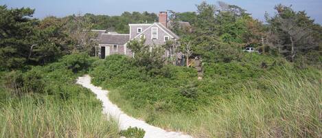 from top of the dune looking back towards the house