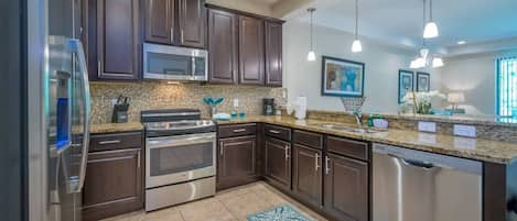 Full kitchen with open floor plan