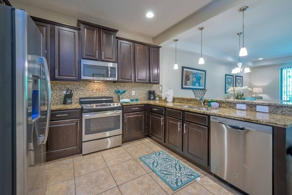 Full kitchen with open floor plan