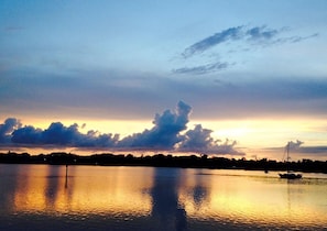 Sunset view from balcony! Beautiful bay views 