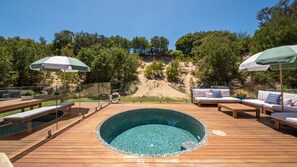 Gas heated mineral plunge pool over looking the sandune