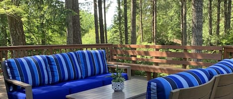 Deck with Custom Patio Furniture and TREES  summer 2019