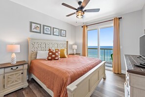 Primary Bedroom with King Size Bed with Gulf Front Balcony