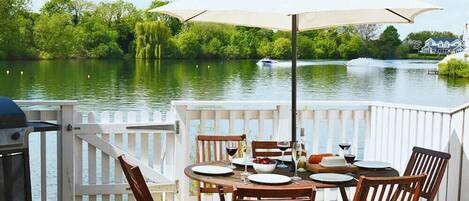 The private deck is a perfect spot to sit back and enjoy lakeside life