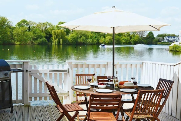 The private deck is a perfect spot to sit back and enjoy lakeside life