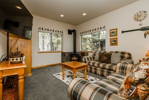 Downstairs Bonus Room, Gas Fireplace and 60 Inch Smart TV