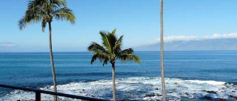 Breathtaking view from our lanai facing Molaki. Note the crashing waves.