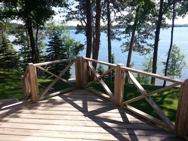 Front deck with view of lake.