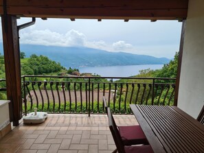 View from the window. lake view from balcony