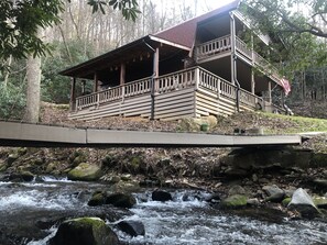 Creekside view of cabin