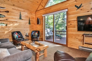 Walk straight from the living room out to the deck to enjoy the outdoors!