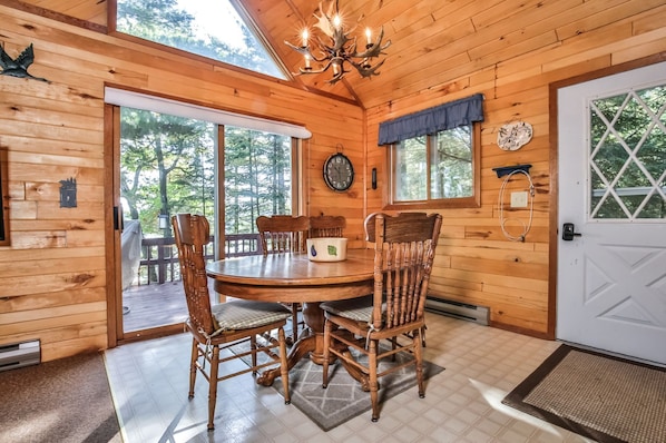 Enjoy a family dinner around this beautiful wood table!