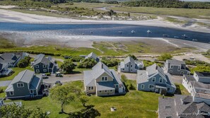 Aerial view of High Tide and surrounding private community beach. 