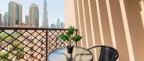 Holiday rental in traditional style with balcony overlooking Burj Khalifa in Downtown Dubai