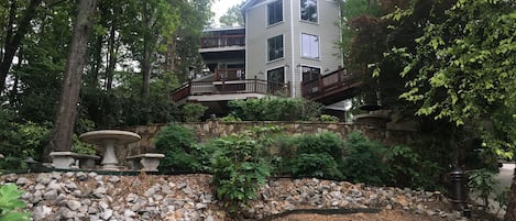 Lakeside view balconies and walk to tower
showing some tiered Patios