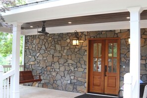 Entrance and porch swing and fan