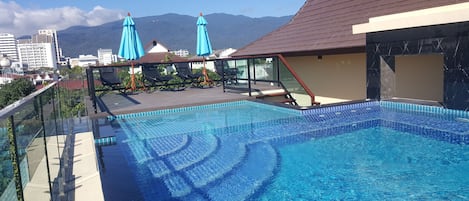 The roof is where you will find the Mineral Water Spa Swimming Pool.