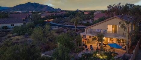 Beautiful desert landscape on 2 sides of the backyard