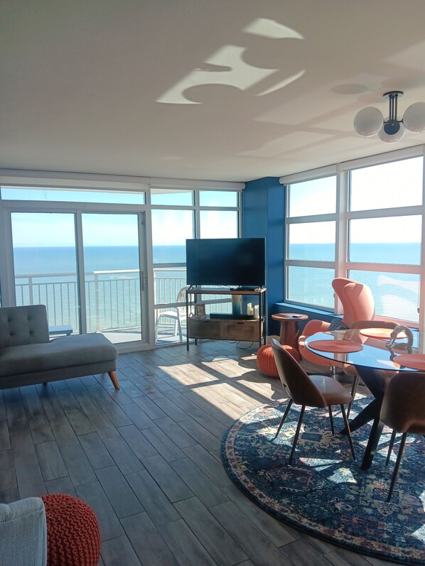 Spacious living room with panoramic view