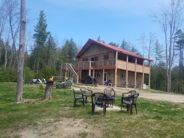 outside yard, firepit, wood, barbeque